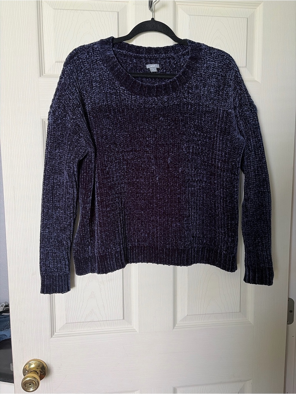 aerie Navy Chenille Crewneck Sweater